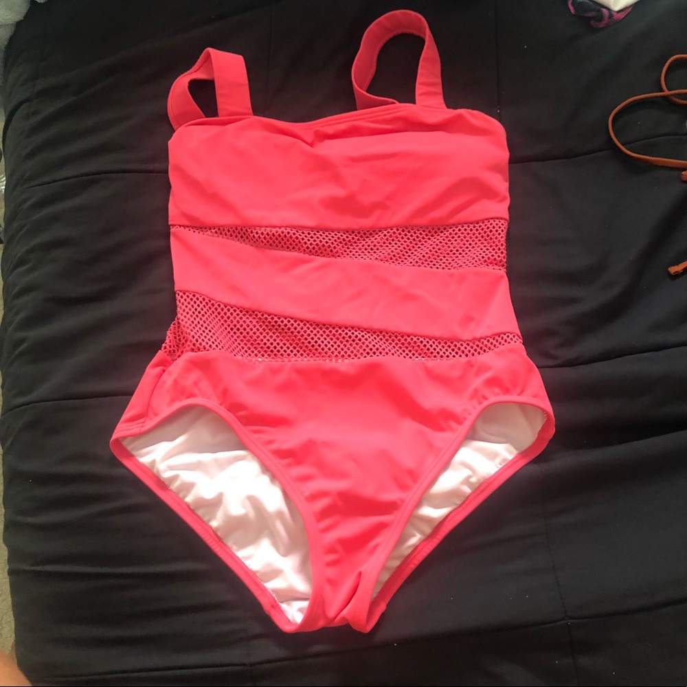 Pink mesh one piece